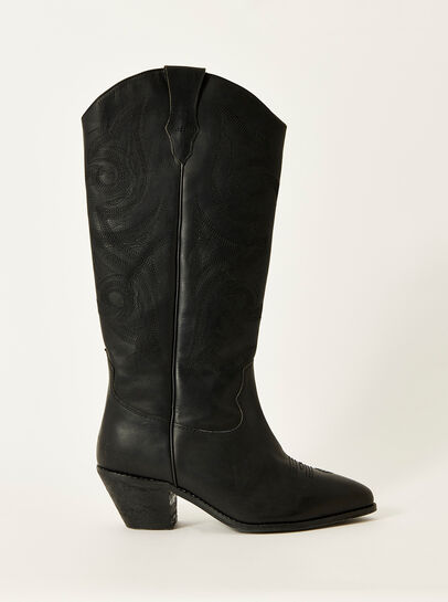 Black Cowboy Leather Boots