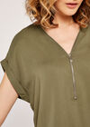 Zip Front Dress, Khaki, large