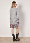 Floral Border Jersey Knit Mini Dress, Silver, large