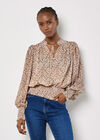 Ikat Swirl Shimmer Chiffon Top, Stone, large