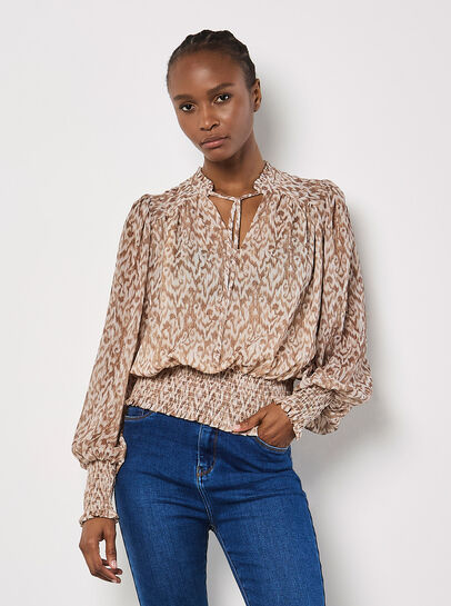 Ikat Swirl Shimmer Chiffon Top