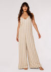 Striped Linen Mix Jumpsuit, Stone, large