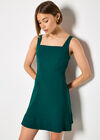 Crepe Fit And Flare Mini Dress, Green, large