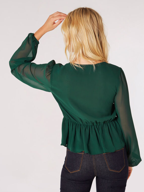 Front Twist Chiffon Top, Green, large