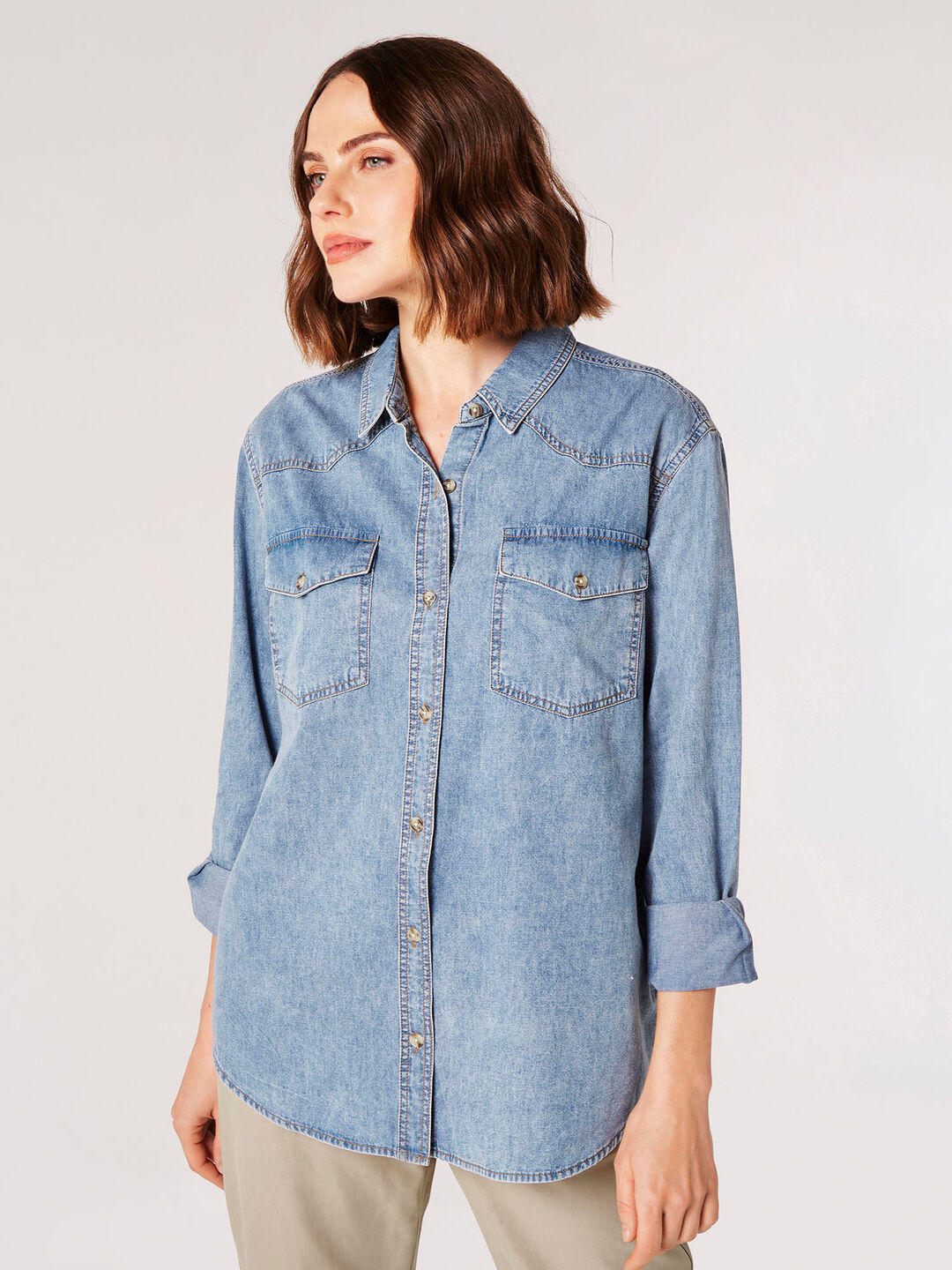 Image of Oversized Cotton Denim Shirt