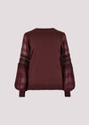 Contrast Chiffon Sleeves Jumper, Burgundy, large