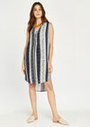 Batik Stripes Curved Hem Dress, Navy, large