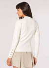 Gold Button Ribbed Jumper, Cream, large