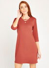 Lattice Front Tunic Dress, Burgundy, large