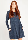 Marl Pocket Swing Dress, Navy, large