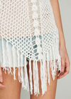 Crochet Curved Fringe Hem Top, Cream, large