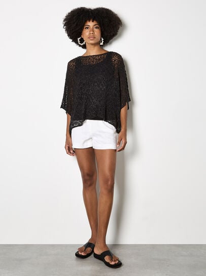 Mesh Popcorn Knit Kaftan Top