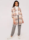  Check Longline Shacket, Peach, large