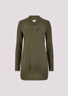 Wrap Hem Ribbed Tunic Top, Khaki, large