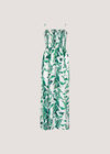 Tropical Leaf Satin Maxi Dress, Stone, large