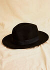 Wool Fedora Hat, Black, large