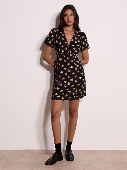 Vintage Floral Mini Tea Dress