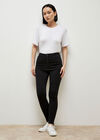 Button Detail Skinny Jeans, Black, large