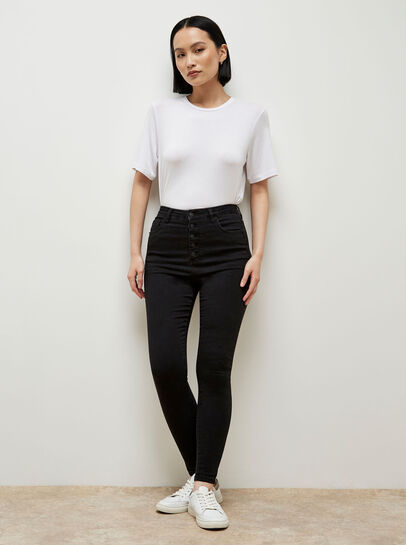 Anna Button Detail Skinny Jeans