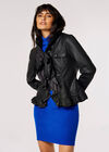 Leather -Look Ruffle Jacket, Black, large