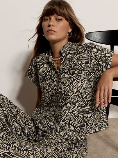 Leaf Print Cotton Shirt