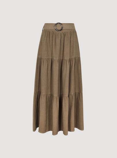 Belted Tiered Maxi Skirt