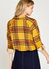 Yellow Plaid Knot Front Shirt, Mustard, large