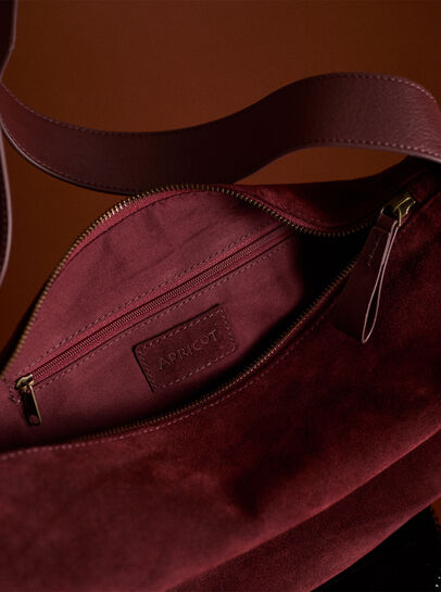 Suede Half Moon Crossbody Bag