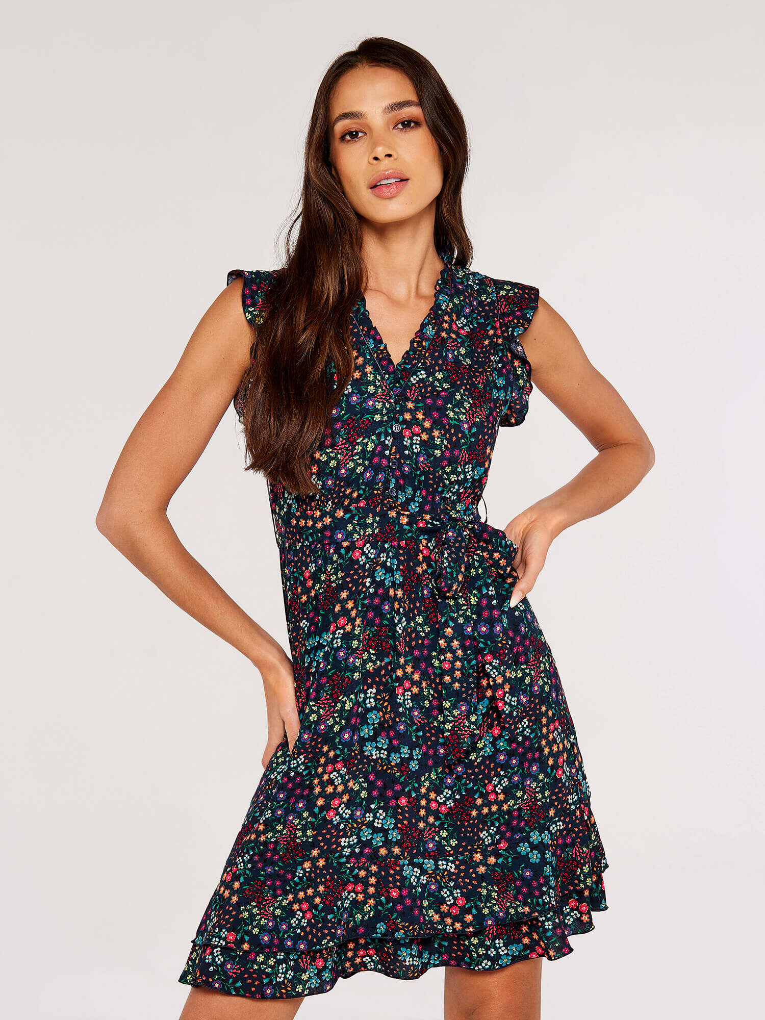 Black folk floral ditsy print dress 2025