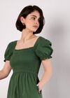 Cotton Tiered Milkmaid Midi Dress, Green, large