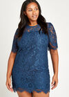 Lace Scallop Hem Dress+, Teal, large