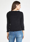 Ruffle Edge Knit Cardigan, Black, large