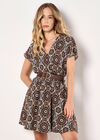 Batik Print Mini Dress, Brown, large