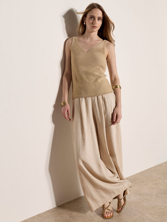 Gold Sparkle Knitted Cami Top, Gold, large