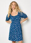 Floral Ruffle Milkmaid Mini Dress, Blue, large