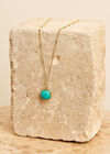 Gold Tone Turquoise Stone Necklace, Blue, large