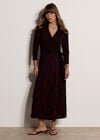 Abstract Print Wrap Maxi Dress, Burgundy, large