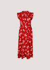 Painterly Floral Midi Dress, Red, large