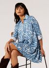 Zebra Print Shirt Mini Dress, Blue, large