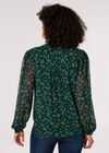 Ditsy Floral Chiffon Blouse, Green, large