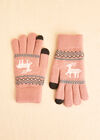 Reindeer Touch Screen Gloves, Pink, large