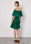 Plisse Tiered Bardot Mini Dress, Green, large