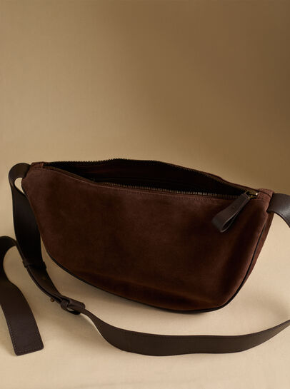 Suede Half Moon Crossbody Bag