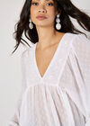 Dobby Bead Embellished Empire Top, White, large