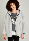 Boucle Borg Zip Through Cape, Grey, large