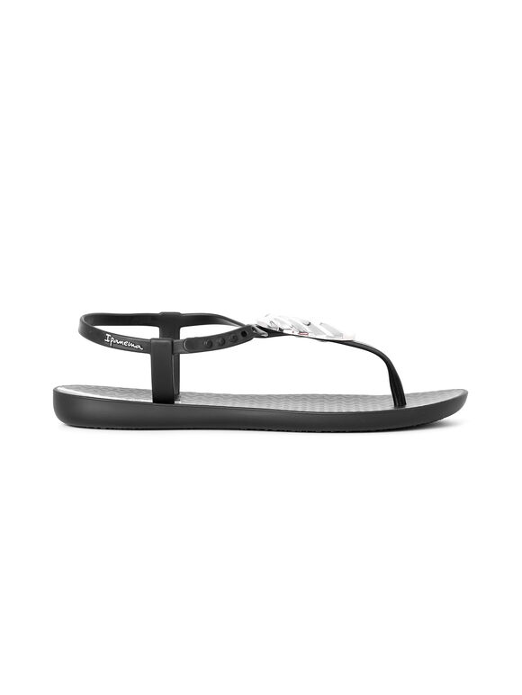 Leaf Shine Sandals, Black, large