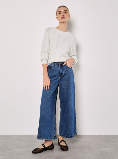 Chevron Pointelle Shimmer Jumper