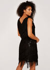 Sequin & Tassel Mini Dress, Black, large