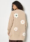 3D Daisy Chunky Knit Cardigan, Stone, large
