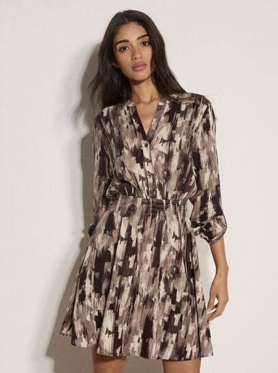 Abstract Print Utility Mini Dress